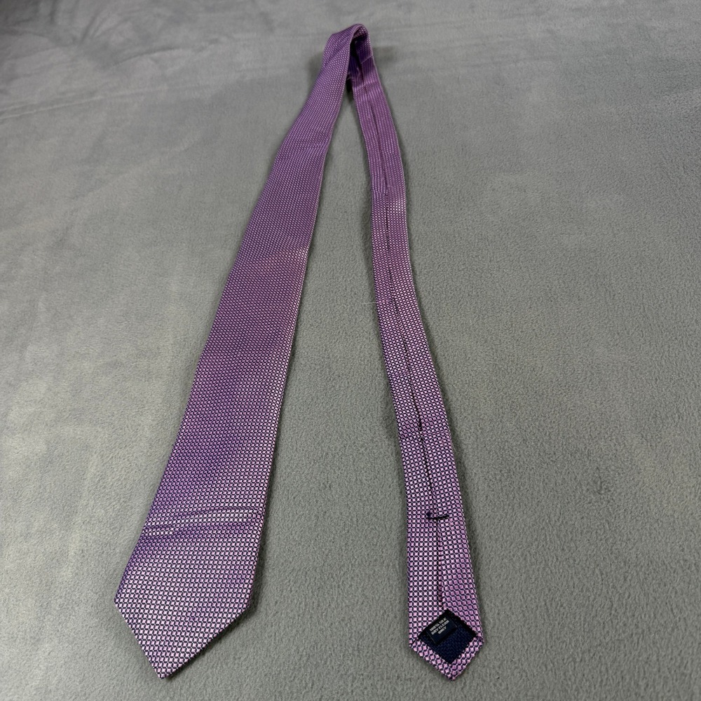 Cremieux Mens Purple Micro Check Silk Necktie Handmade in USA Geometric Tie